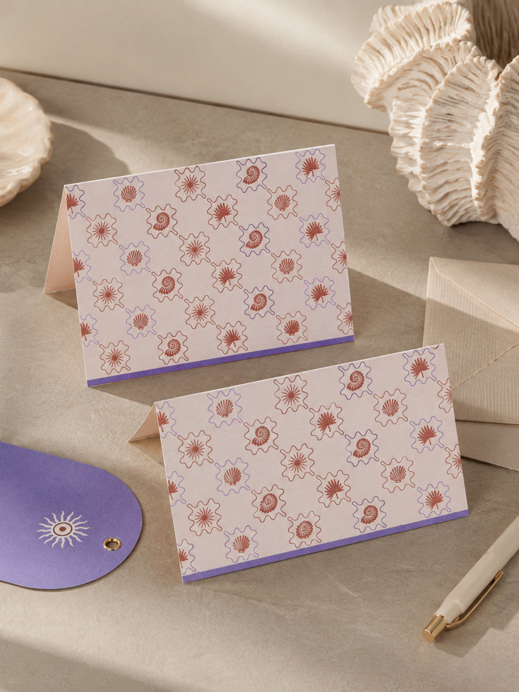 Coastal Escape fold cards — studio concept