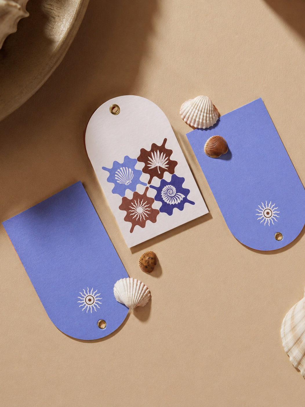 Coastal Escape gift tags — studio concept